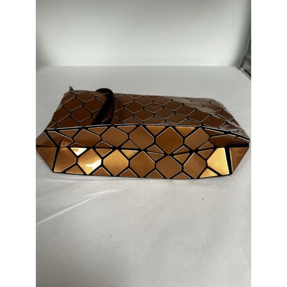 Emilio Pepe Geometric Clutch Purse Metallic Rusty Gold Wristlet Bag New - Picture 2 of 16
